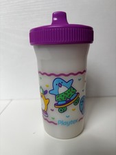 Vintage Playtex Sippy Cup 90s Penguin Skateboard Pink Lid Baby Cup