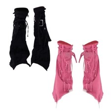 Leg Warmers Y2K Punk Comfortable Soft Drawstring Strap Gyaru for Women Girls