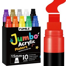 10 Color Poster Markers Jumbo,15mm Wide Tip Thick Acrylic Paint Marker for Ro...