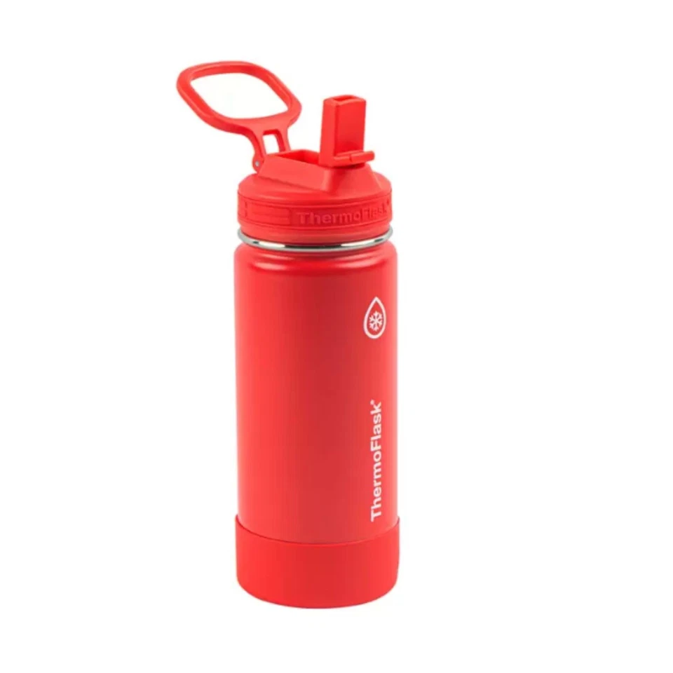 Botella de agua de acero inoxidable de 16 oz, paquete de 2, roja y aguamarina Foto 3 de 4