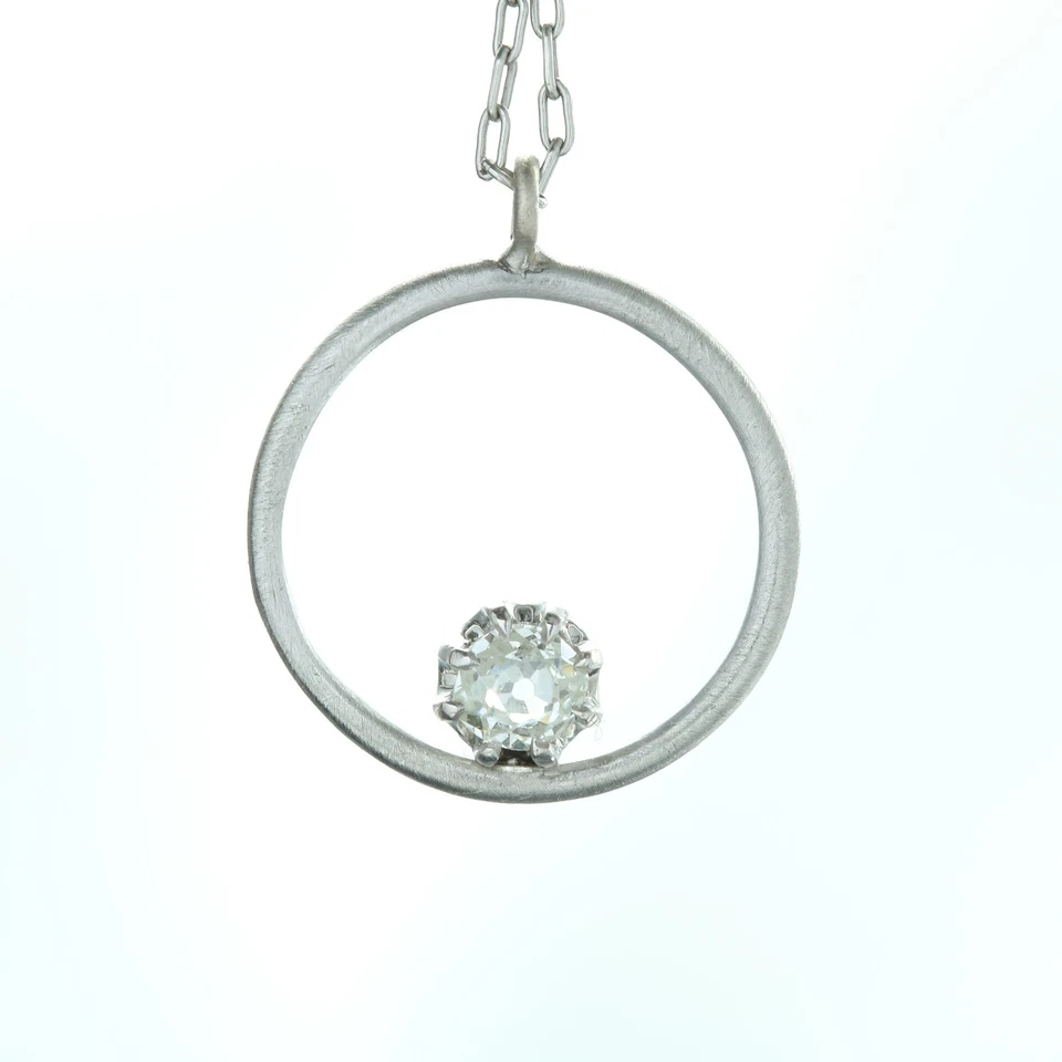 0.30ct Upcycled Antique natural old mine diamond platinum pendant. Unisex. - Image 4 of 4