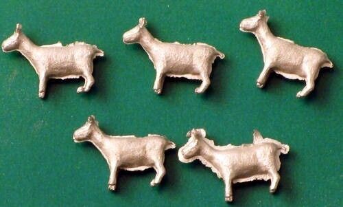 OO figures (animals) - 5 Unpainted White-metal Goats - Springside A6 -