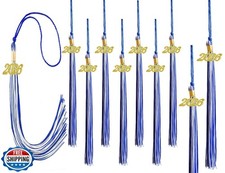 GRADFTY Blue and White Graduation Tassels 2026 Bulk for Grad Cap