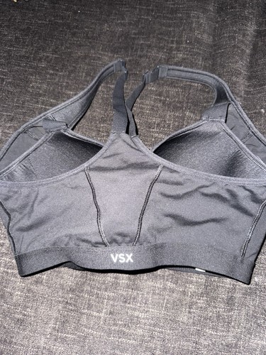Victoria's Secret VSX Sport Front Close Zip Sports Bra Black Racerback 34DD - Picture 2 of 3
