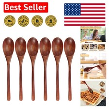 Wooden Spoons, 6 Pieces 9 Inch Wood Soup Spoons for Eating Mixing Stirring, L...