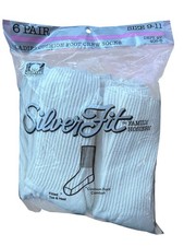VTG Socks 6 Pack 9-11 Crew Length Women's Ivory 90's Made Silver NOS