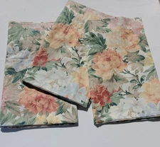Croscill Valances Floral Green Yellow Rust Set of 3 vintage 17 in x 86 in