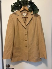 Talbots Women's Beige Camel Hair Blazer Jacket, Made in Italy, Size 8