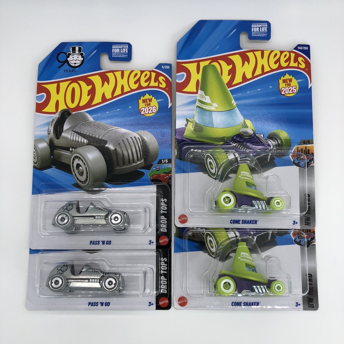 Hot Wheels Monopoly Pass 'N Go Zamac & Green Cone Shaker Lot of 4