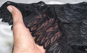 Vintage Bikini Panties w Lace Nylon Spandex Black 38