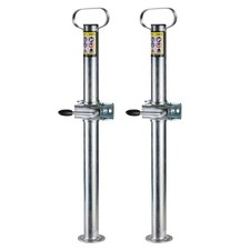 2 PKW Anhänger Anhängerstützen 700 mm mit Halterungen Stützfuß Klemmschellen
