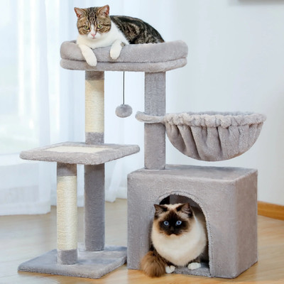 28'' Small Cat Tree with Perch and Scratching Post for Indoor Cats