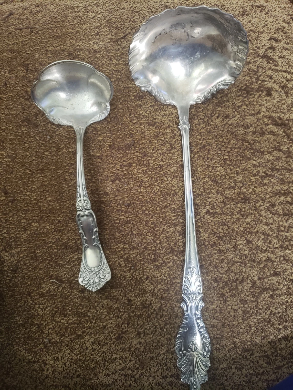 Vintage Ornate Silver Plated Ladle Set Antique Serving Utensils
