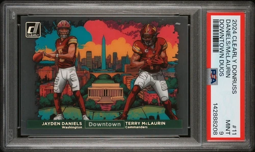 2024 Clearly Donruss Downtown Duos Jayden Daniels Terry McLaurin #11 PSA 9 MINT