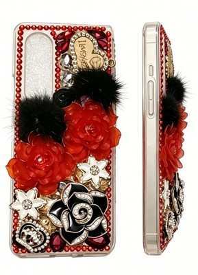 Women's Flowers Rhinestone Case Bling Luxury Diamonds Soft Back Phone Case Cover