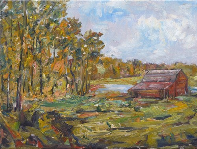 #ad Art Original Signed Oil Painting by RM Mortensen quot;Parkers Sawmillquot; Lake Farm $159.99