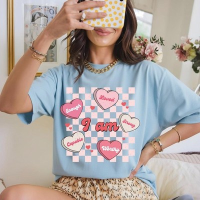 I Am Affirmations Heart Tee   Mental Health Awareness Shirt, Positive Self-Love