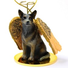 Australian Cattle Dog Ornament Angel Figurine Hand Painted Blue