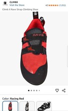 Chaussures d'escalade CLIMB X RAVE STRAP rouge enfant taille 3 doublure chanvre bio