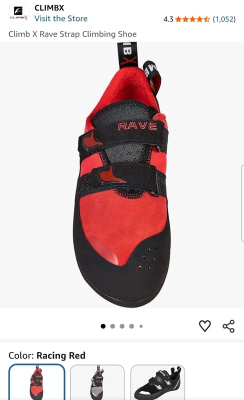 CLIMB X RAVE STRAP Red Climbing Shoes Kid's size 3 Organic Hemp Lining