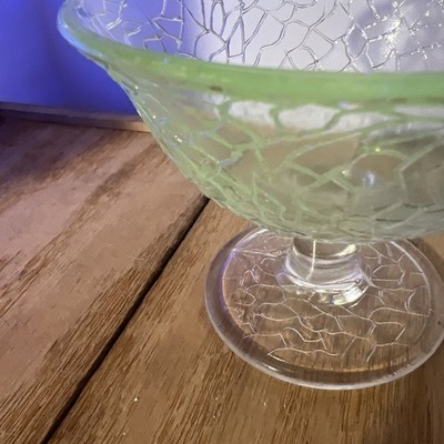 L.E. Smith By Cracky Crackle Clear Glass Sherbet Dish/cocktail glass Manganese