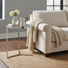 Side Lamp Table Monza Round Glass with Chrome Stainless Steel Frame