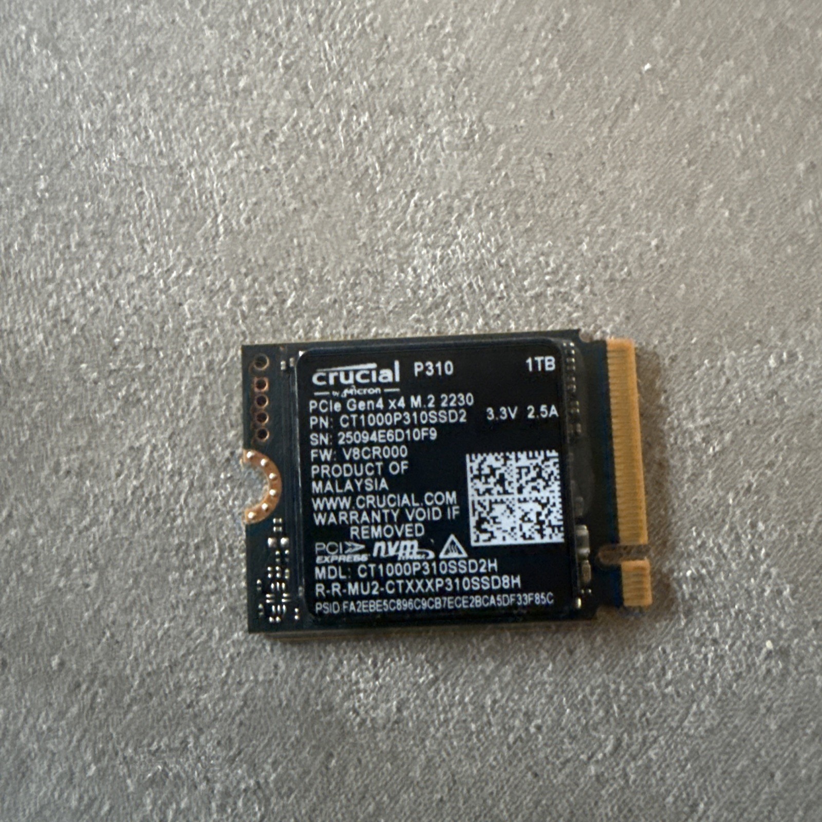Crucial P310 1TB PCIe Gen4 2230 NVMe M.2 SSD Up to 7,100 MB/s CT1000P310SSD2