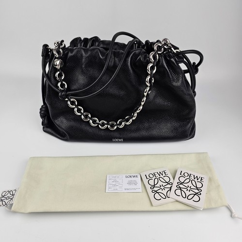 LOEWE Flamenco Large $4550 Black Leather Top Handle Bag New & Authentic