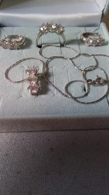 Schmuckset EPIPHANY   925 Silber mit Platinierung   Zirkonia-Kristalle   wie neu