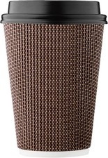 12 oz Disposable Paper Coffee Cups with Lids Insulated Double-Walled Togo