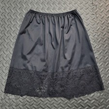 Vintage Vanity Fair Black Lace Half Slip Skirt Size Small Y2K Lingerie Made USA
