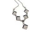 Vintage Art Deco Rhinestone Necklace Black Silver Tone Statement Costume Jewelry