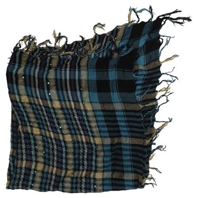 Schal, Damen, Blau/Schwarz/Gold, Karo, 80 cm, 80 #gnW