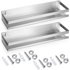 2 Pieces Stainless Steel Shelf Bathroom Shower Floating Shelves Wall Mounted ...