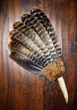 NATIVE AMERICAN BRONZED  TURKEY SMUDGE FAN Fe...