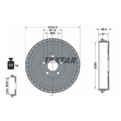 2x Textar Bremstrommel hinten 1EA609617D 1EA609617E 21251537