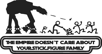The Empire Doesn't Care About your Stick Figure Family Decal Sticker AT-AT 