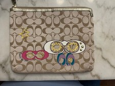 Coach Cream Logo Tablet eReader Sleeve Pink Applique Studded