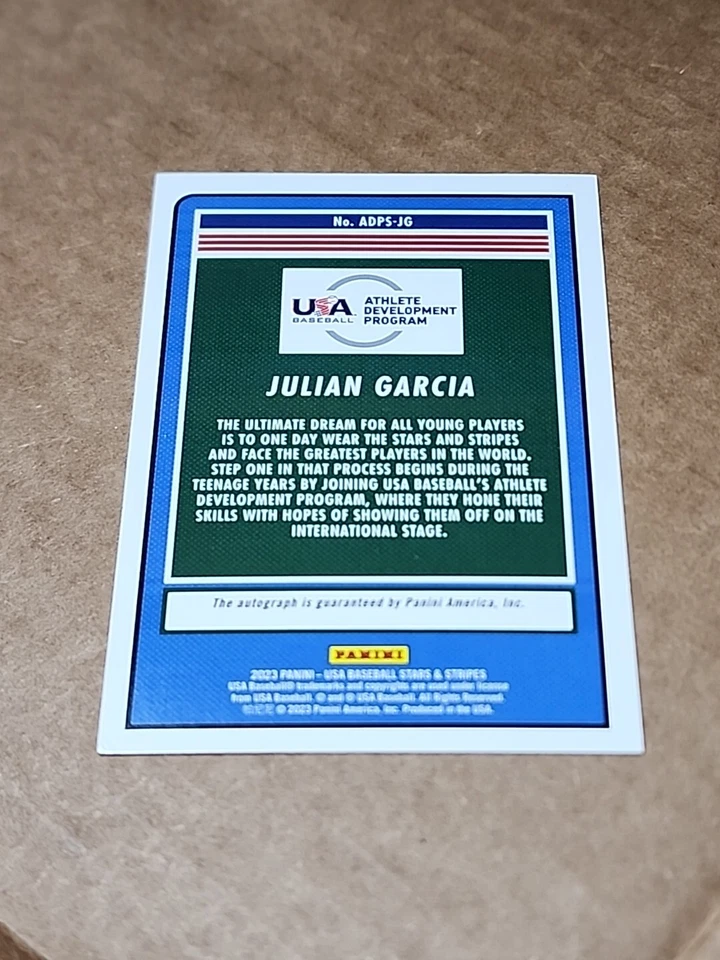 Julian Garcia 2023 Panini USA Baseball Stars & Stripes Autograph auto - Image 3 of 4