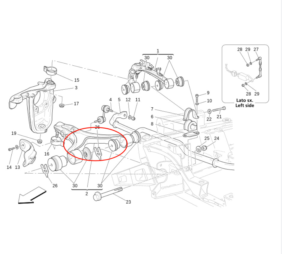 Front Lower Left Control Arm fits Maserati Quattroporte (2006-08) GT, 980139892