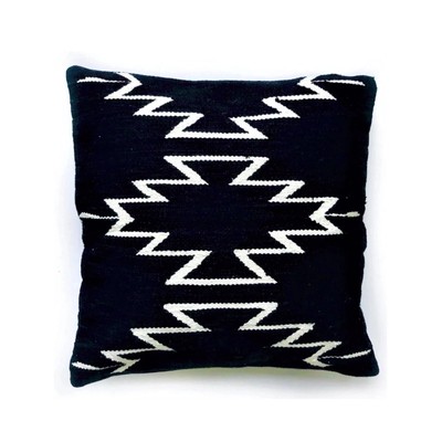 18x18 Kilim Throw Cushion Covers Handmade Wool Pillows Tribal Black Vintage Case