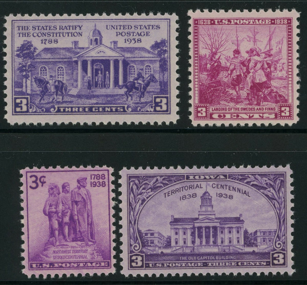 切手95 Stamps United States, Scott # 835-838 Mint NH, 1938 commemoratives
