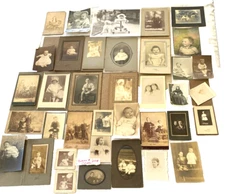 Early Lot 38 Photos Babies Children Boy Girls Dog Black White Photograph Variety