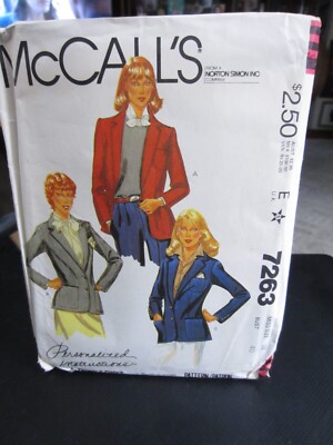 McCall's 7263 Misses Lined Jacket Pattern - Size 18 Bust 40