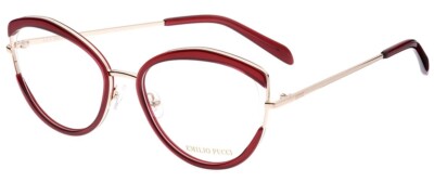 Emilio Pucci EP 5106 068 Red Gold Cat Eye Plastic Eyeglasses Frame 53-17-140