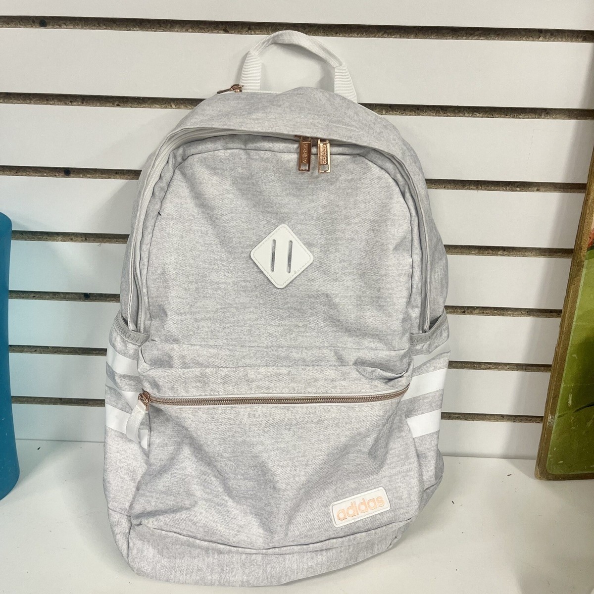 adidas backpack white and rose gold Adidas Unisex Classic 3S III Laptop Backpack Storage White Rose Gold Unisex