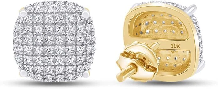 Aretes de boda con racimo trasero de diamantes cultivados en laboratorio de 1/2 quilate de oro macizo de 10 k Foto 2 de 4