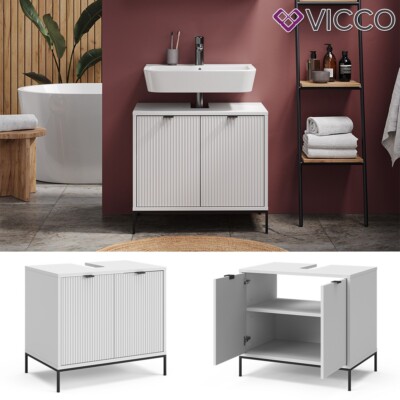 Waschbeckenunterschrank Eliza Weiß 70 x 63 cm mit 2 Türen Vicco