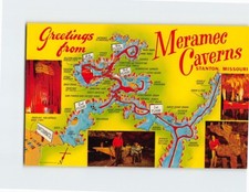 Postcard Map & Scenes Greetings from Meramec Caverns Stanton Missouri USA