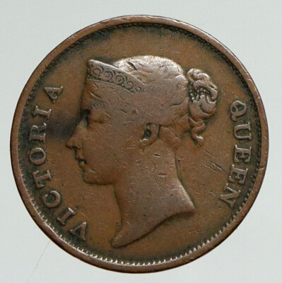 1845 STRAITS SETTLEMENTS with UK Queen Victoria VINTAGE Antique